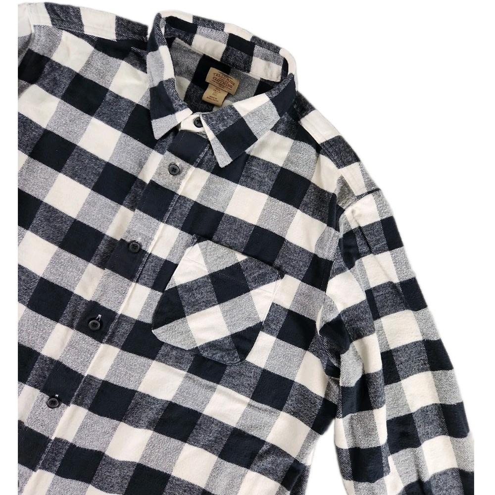 VTG 90s Telluride Clothing Company Mens Large Black White Buffalo Plaid Flannel